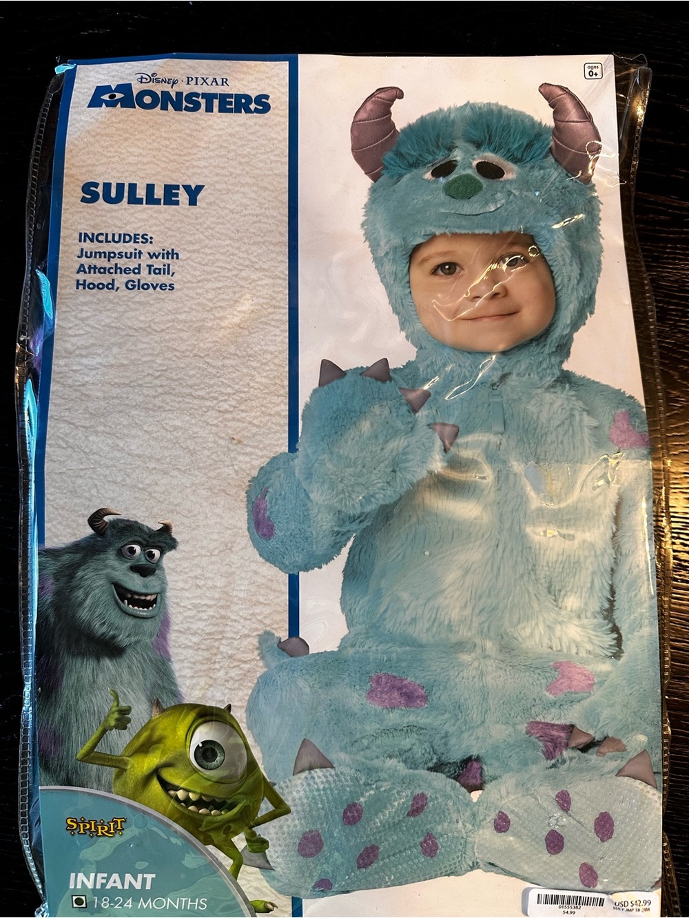 Disney Sulley Infant Monsters, Inc. Blue and Purple Fuzzy Halloween Costume